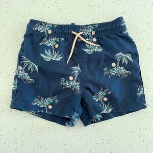 Janie and Jack Navy Blue Hawaiian Board Shorts Swim Trunks Size 18-24 Months